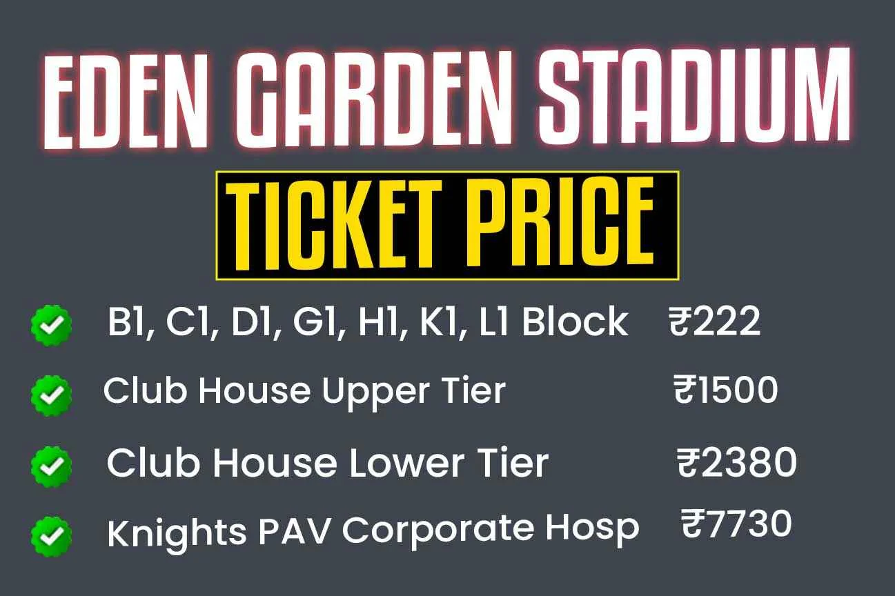 Eden Gardens Tickets Price